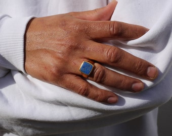 Lapis Lazuli Signet Ring |Ray| Gold Vermeil and Sterling Silver