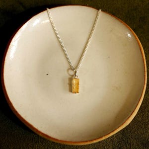 Imperial Topas Rechteckige Halskette|Natürliche Edelstein|Sterling Silber & Vergoldetes Gold
