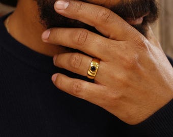 Anello con fascia in quarzo fumé/Alma/Argento Sterling e Vermeil Oro