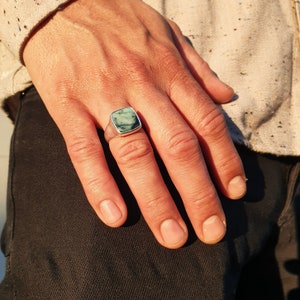 Emerald Ray Signet Ring Gold Vermeil and Sterling Silver image 2