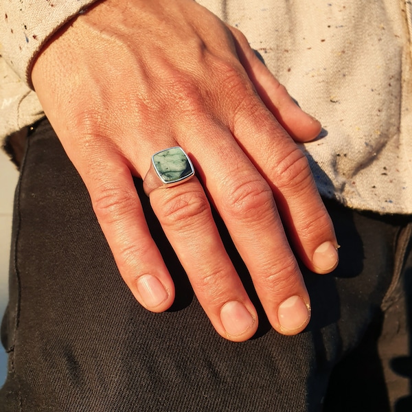 Emerald Signet Ring | Ray | Gold Vermeil and Sterling Silver