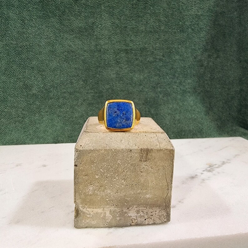 Lapis Lazuli Signet Ring Ray Gold Vermeil and Sterling Silver image 6