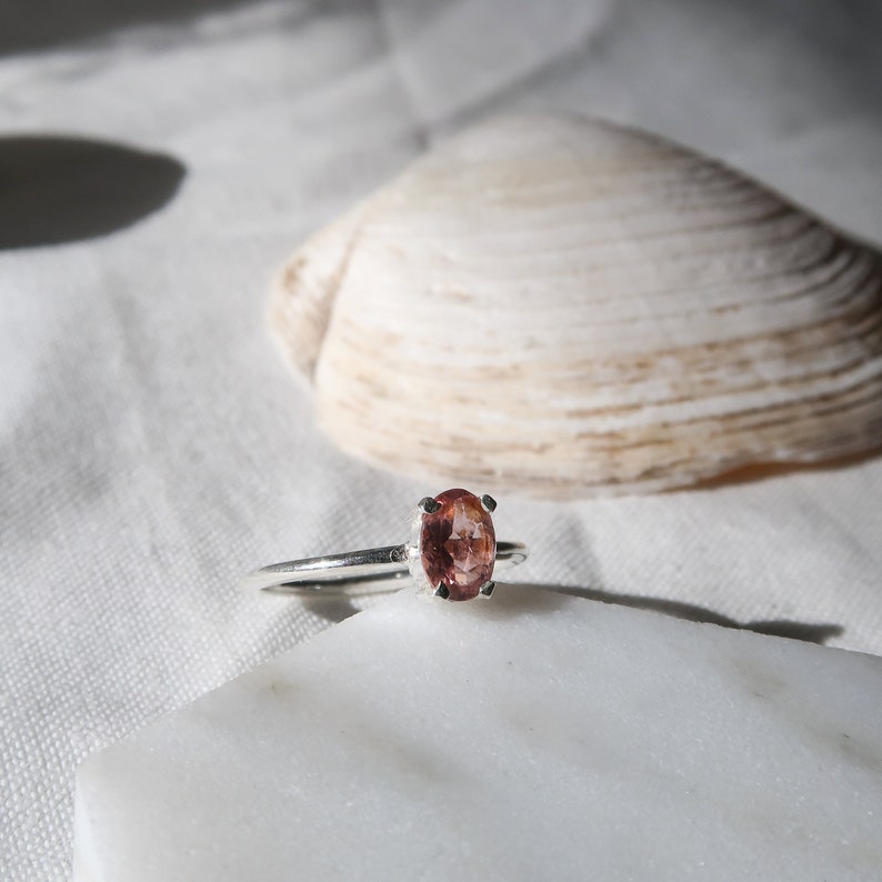 Oval Light Pink Tourmaline & Sterling Silver Ring image 3