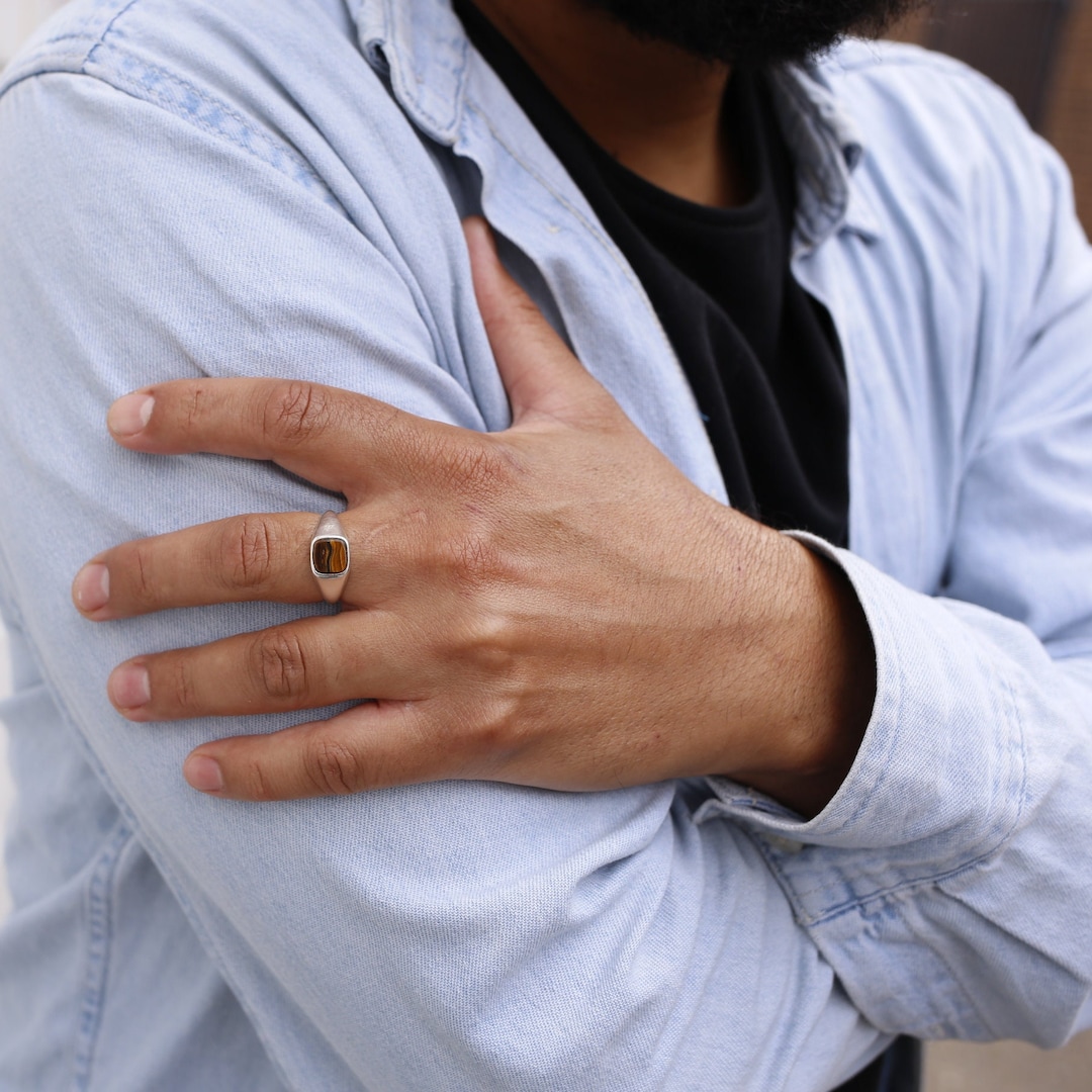 Tiger's Eye Signet Ring | Gold Vermeil and Sterling Silver - Etsy Tiger's Eye Signet Ring | Gold Vermeil and Sterling Silver - Etsy