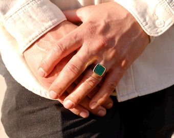Jade Ray Signet Ring | Gold Vermeil and Sterling Silver