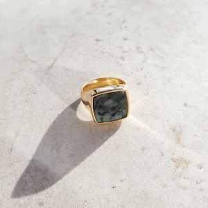 Emerald Ray Signet Ring Gold Vermeil and Sterling Silver image 6
