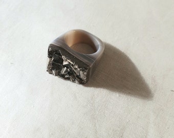 Agate Plated Ring | Silver Sparkle |Exquisite Crystal Ring
