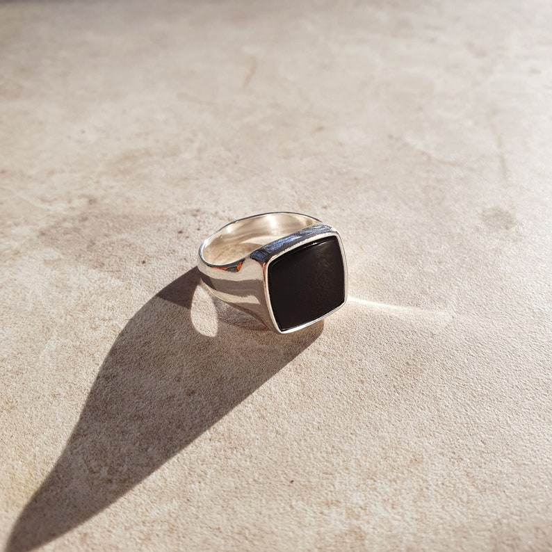 Onyx Ray Signet Ring Gold Vermeil and Sterling Silver image 4