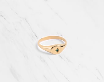 Fuji Stern Smaragd Ring | Sterling Silber & Gold Vermeil