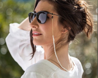 Macramé Sunglasses Chain – Gold Vermeil & Handwoven Cotton