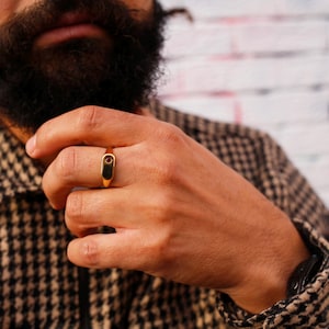 Star of the Sea Garnet Signet Ring | Gold Vermeil and Sterling Silver