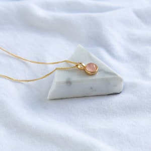 Rose Quartz Cabochon Necklace | Gold Vermeil & Sterling Silver