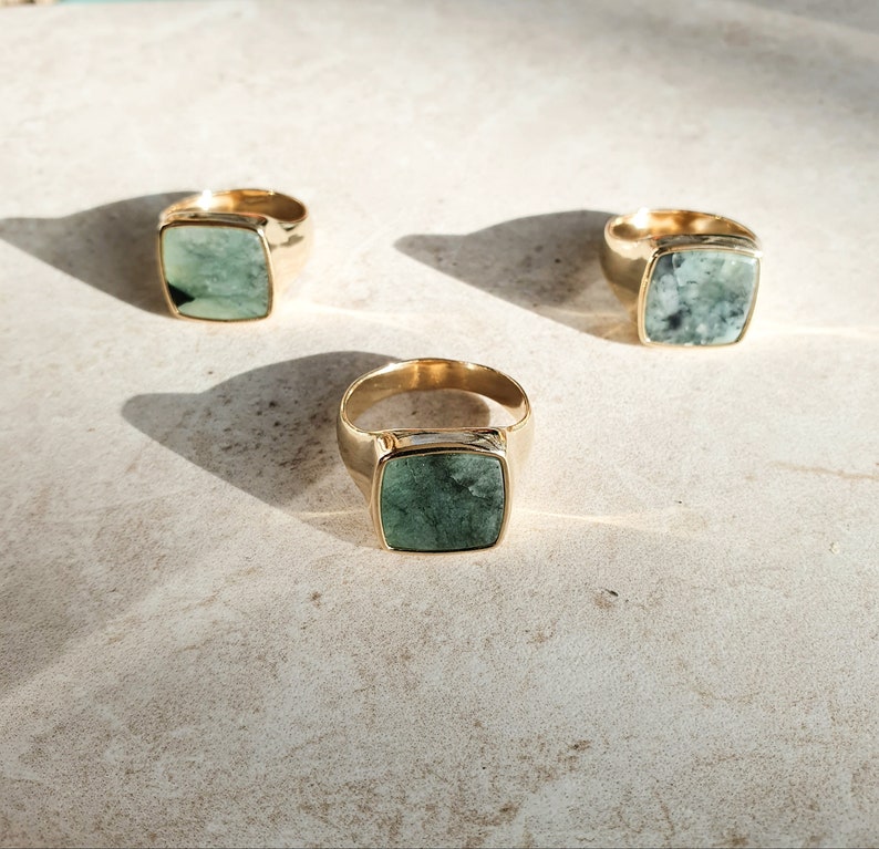 Emerald Ray Signet Ring Gold Vermeil and Sterling Silver image 4