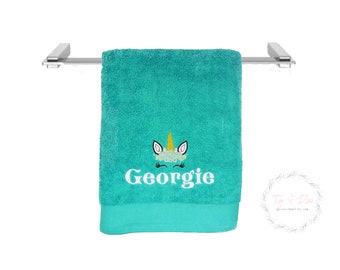 DIFFERENT COLOURS AVAILABLE BOYS PERSONALISED SWIMMING TOWEL ANY NAME PRINTED 