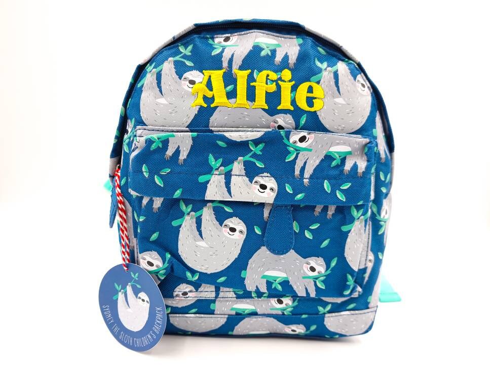 Personalised Toddler Childrens Sloth Backpack, Jungle Animal