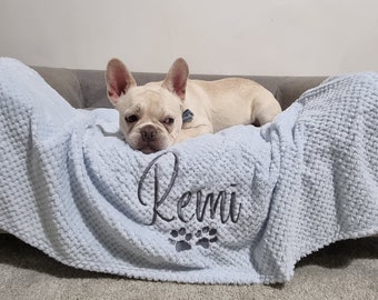 Personalised pet blanket, Personalised Blue dog blanket, Personalised puppy gift