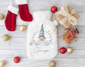 Personalised Christmas Hot Water Bottle, Xmas Custom Gift, Hot Water Warmer, Winter Hot bottle