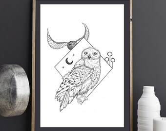 Hedwig Drawing Etsy