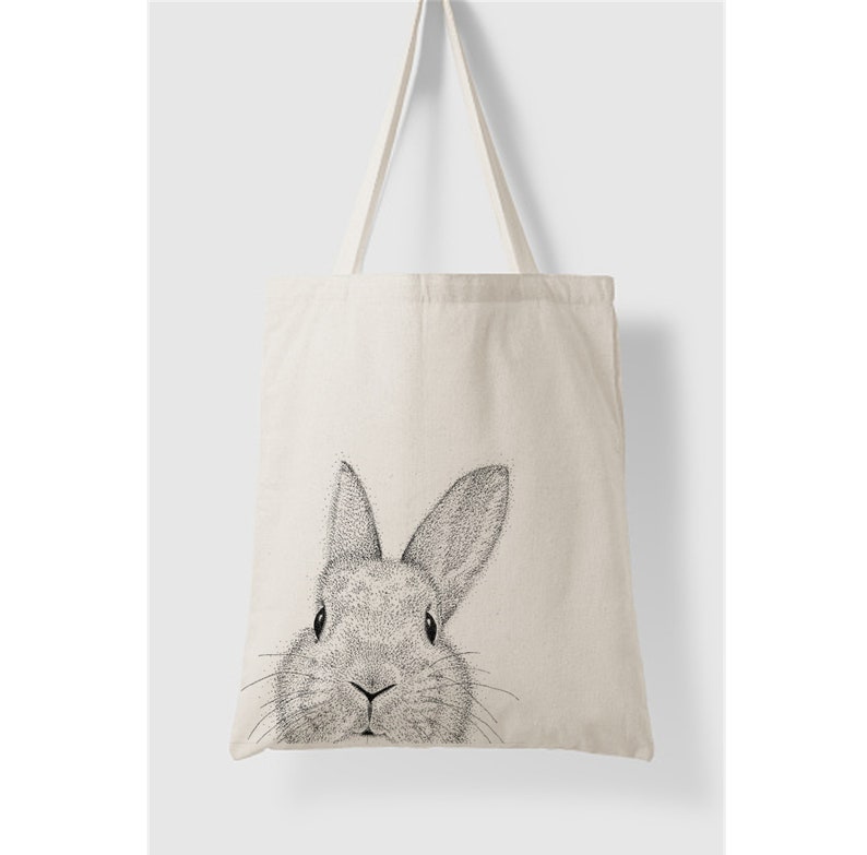 Bunny Rabbit Tote Bag Canvas Shopping Bag Rabbit Pattern Etsy UK