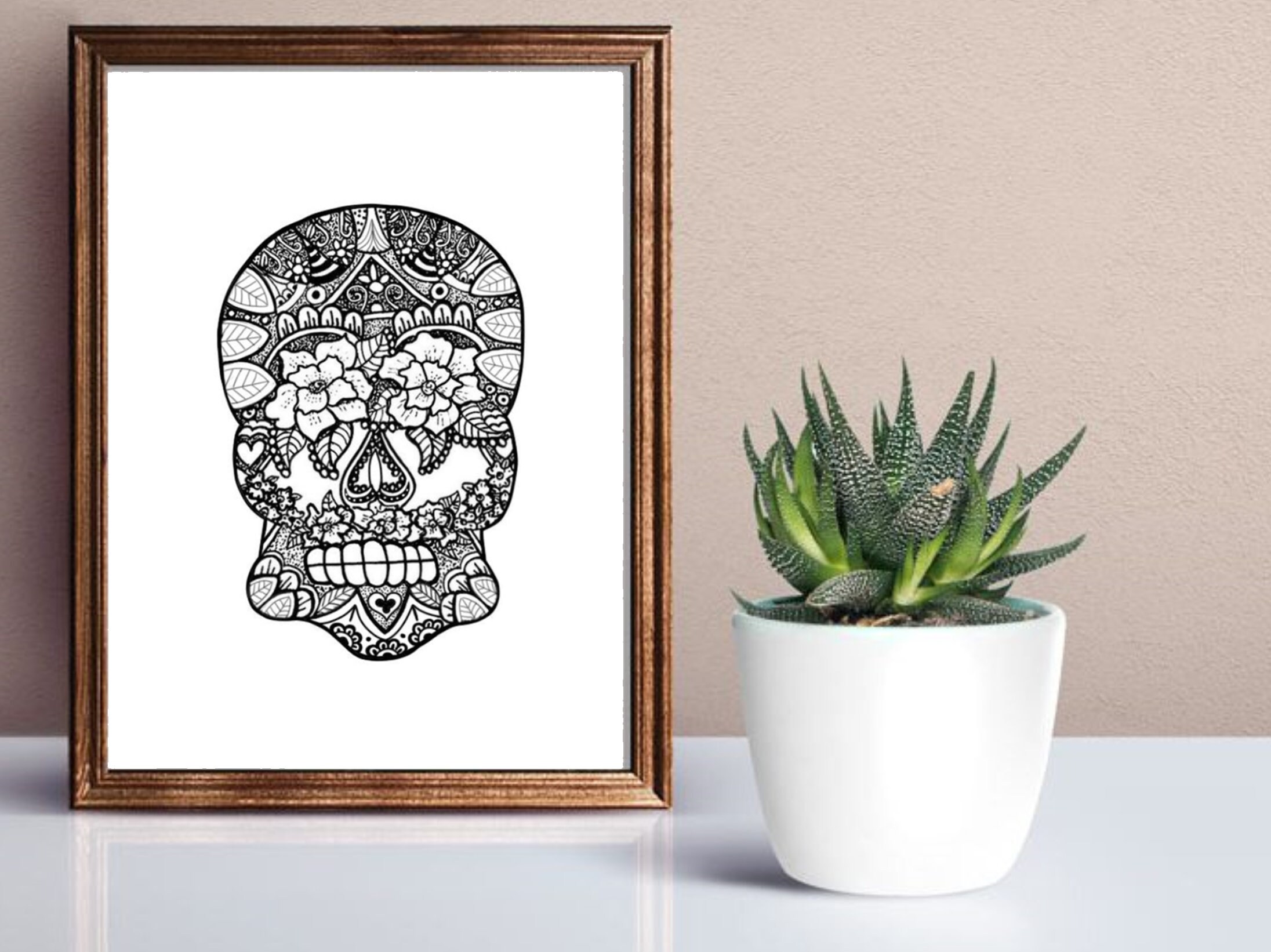 Candy Skull Print Sugar Skull Art A5 or A4 Unframed - Etsy UK