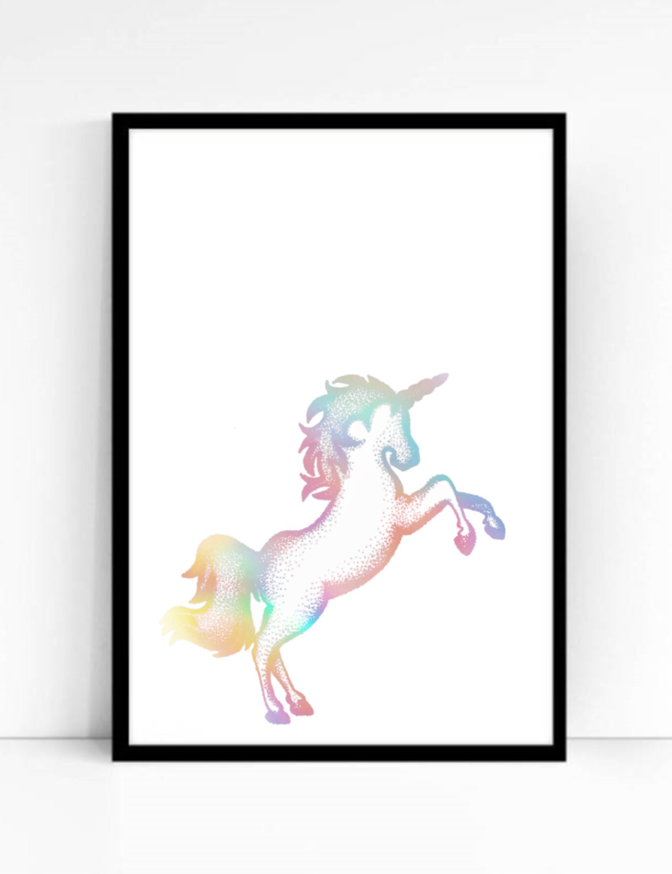Einhorn Druck A4 oder A5 ungerahmt Regenbogen Farbe Etsy