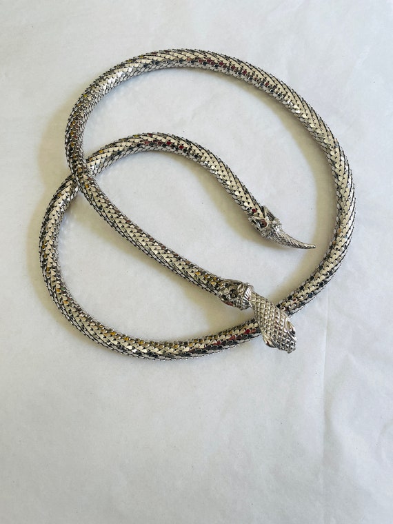 Vintage DL Auld Silver toned Mesh Snake belt