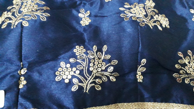 Designer Cotton Silk Free Size Round Neck Zari Work Padded Women\u2019s Saree Blouse