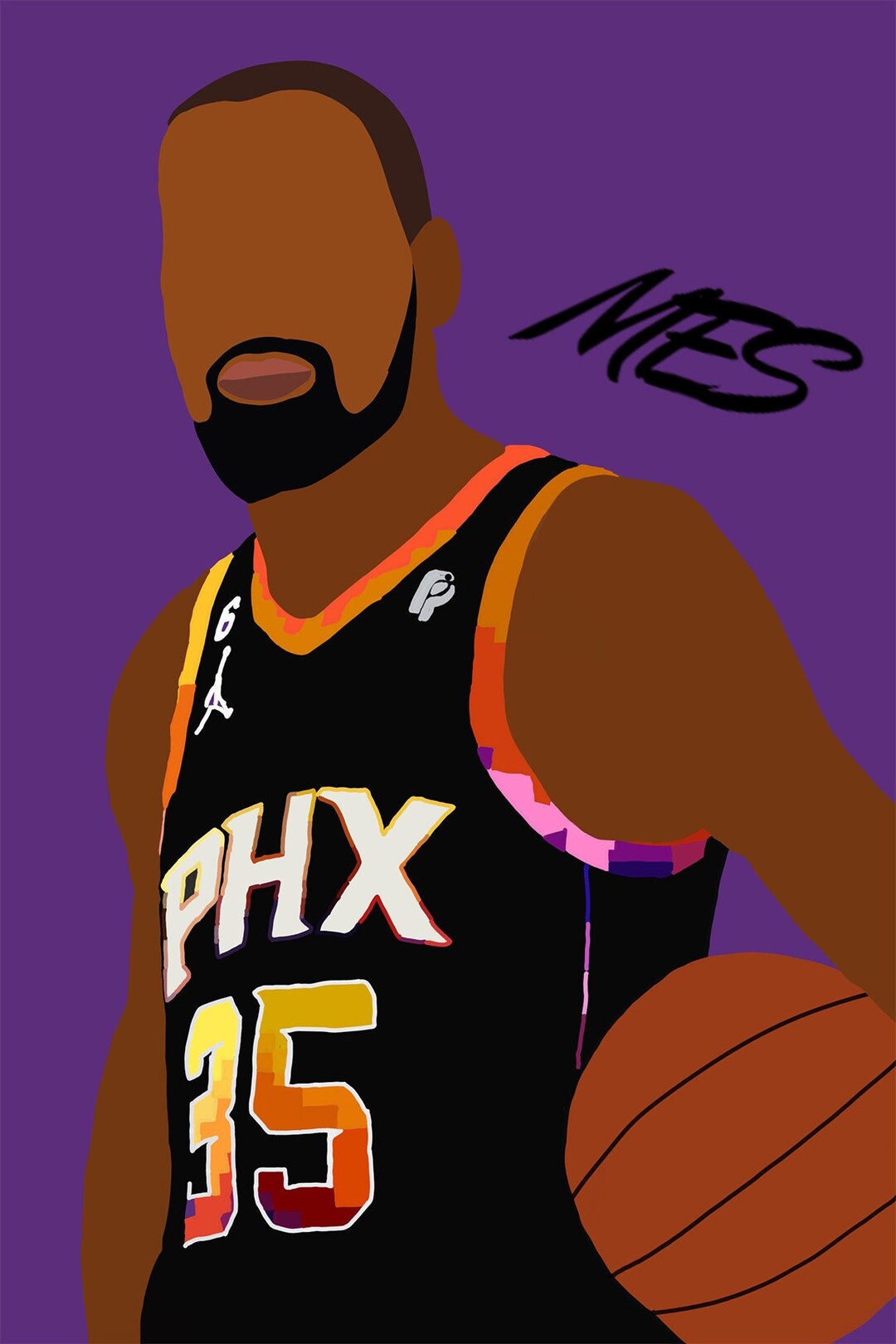 Kevin Durant Basketball/nba Phoenix Suns Art Card Basketball Etsy(03)