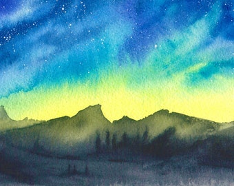 nighttime sky painting easy