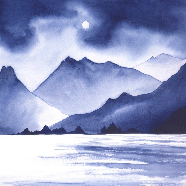 Tempête, peinture nuage, oeuvre d'art originale sur la montagne 10 x 10 po. Peinture sur le lac, art du parc national de Grand Teton, par SpaceOleandrArt