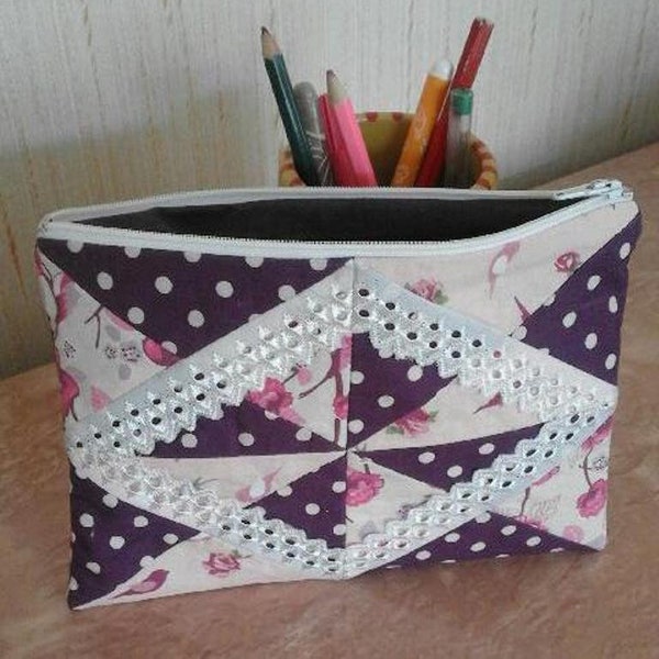 Trousse maquillage rangement patchwork