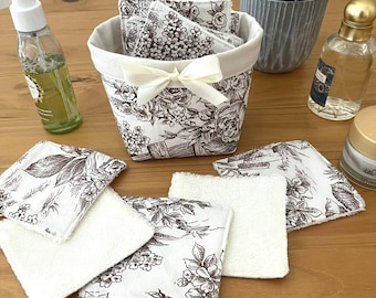 Lingettes démaquillantes lavables avec panier – Coton réutilisable – Zéro déchet – Lingette visage douce –  Cadeau femme écologique
