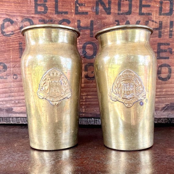 Pair of World War I Trench Art Brass Shell Vases