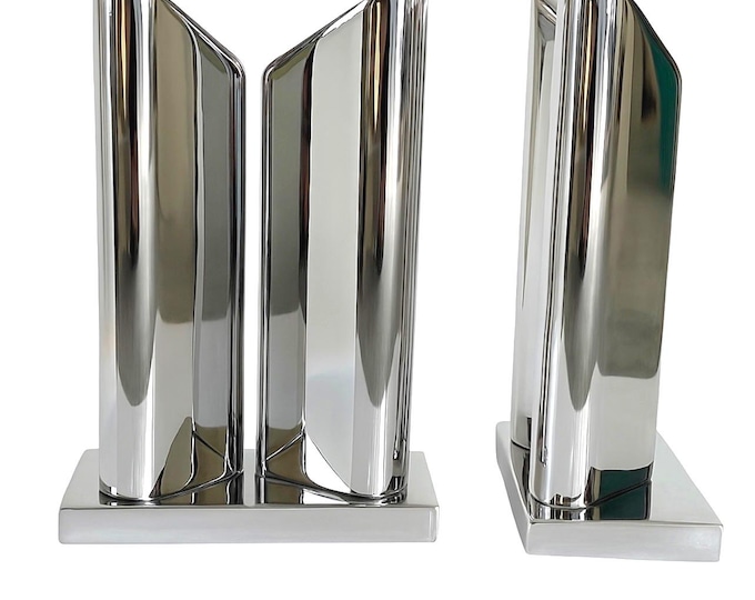 A Pair of Modernist Chrome Bookends, c. 1970's