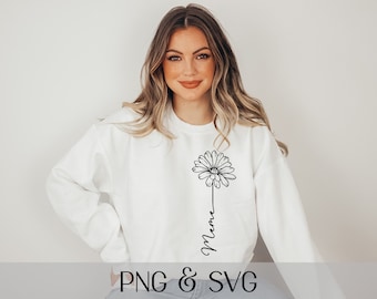 Mama zonnebloem SVG, Floral Mom PNG, Mom's shirt, Moederdag Svg, Mom Life Svg, Wildflower SVG, cadeau voor moeder Svg, gesneden bestand, sublimatie