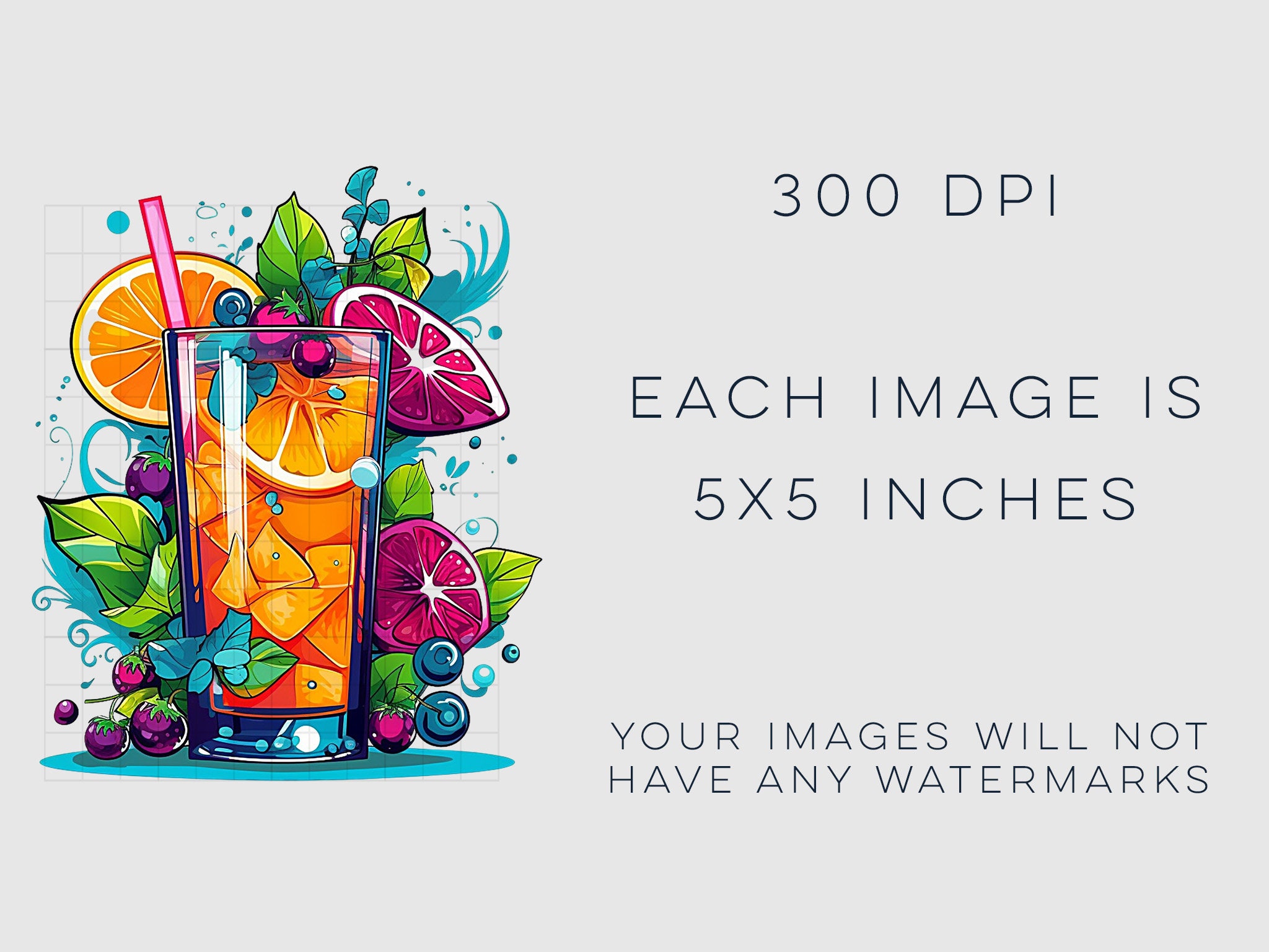 Summer Cocktails Clip Art, Fruity Cocktails, Printable Cocktails ...