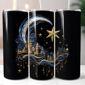 3D Moon Star Tumbler Wrap: Celestial Sublimation Design (Digital Download)