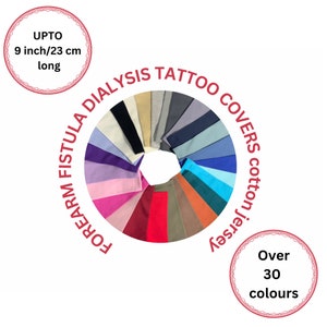 Forearm fistula tattoo armband cover Dialysis, scarring, sleeve extender. Cotton jersey. Upto 9 inch / 23 cm long.