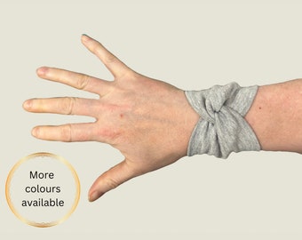 Wrist cuff Fabric bracelet wristband, stretch armband tattoo scarring cover up, wide sweatband cotton jersey.