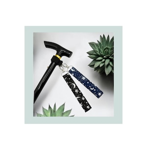 Witchy Walking Stick Wrist Strap: Cotton Mobility Aid Cane Accessory.