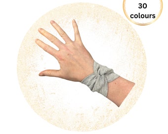 Wrist cuff Fabric bracelet wristband, stretch armband tattoo scarring cover up, wide sweatband cotton jersey.