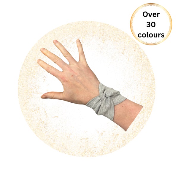 Wrist cuff Fabric bracelet wristband, stretch armband tattoo scarring cover up, wide sweatband cotton jersey.