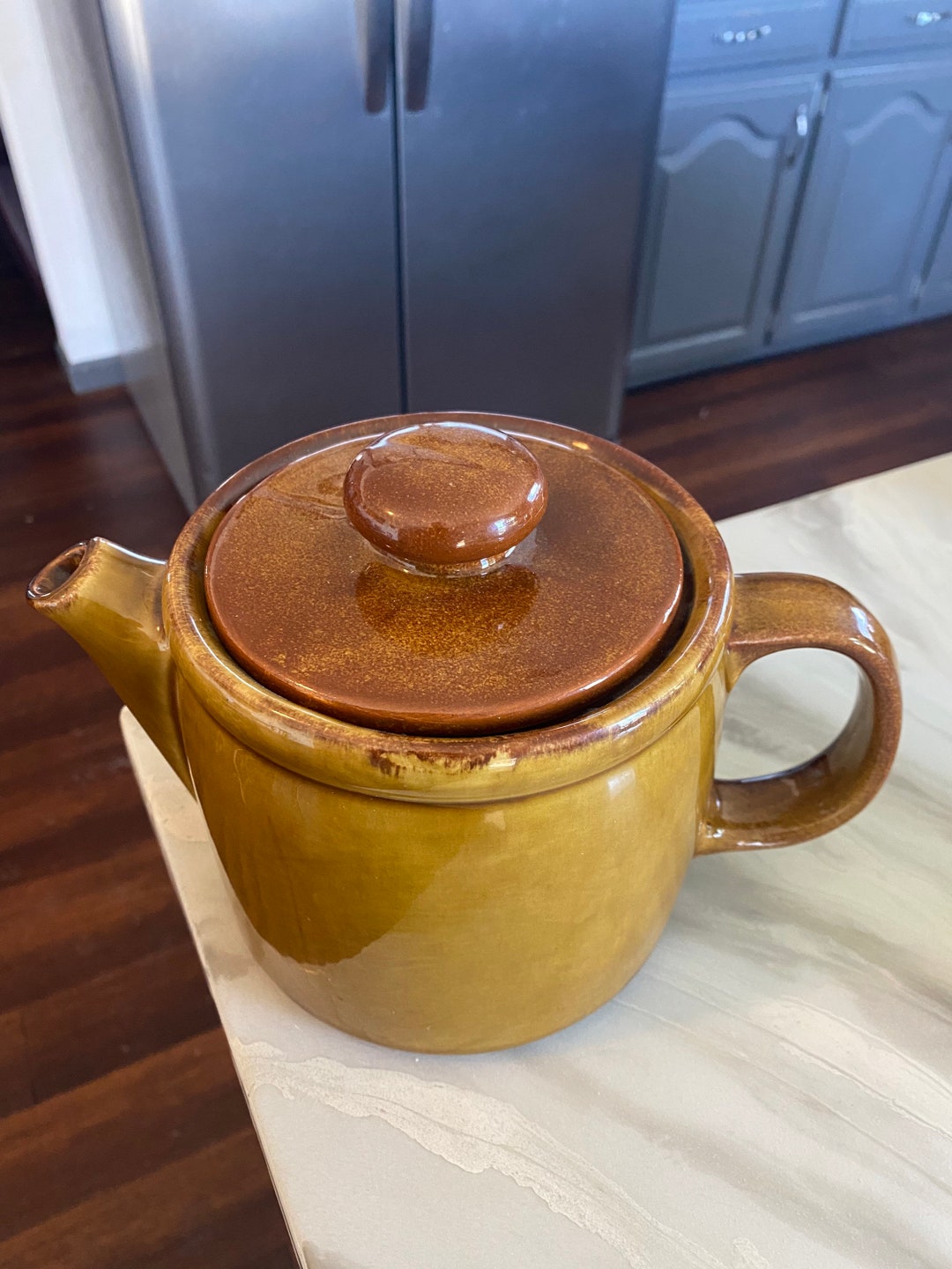 Vintage Mccoy Brown Stoneware Teapot1418beautiful for Any Kitchen or