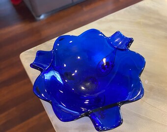 Vintage Mid Century Art Deco Cobalt Blue Ashtray-Beautiful For Any Display-Great Gift!!