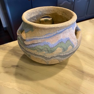 Vintage Ozark Roadside Tourist Pottery Strawberry Planter With Blue Green Drips-Great For Any Display Or Great Gift!!