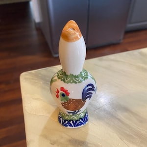 Vintage Beautiful Polish Pottery Pie Bird With Roosters Design-Great Collectible For Any Kitchen! Great Gift!