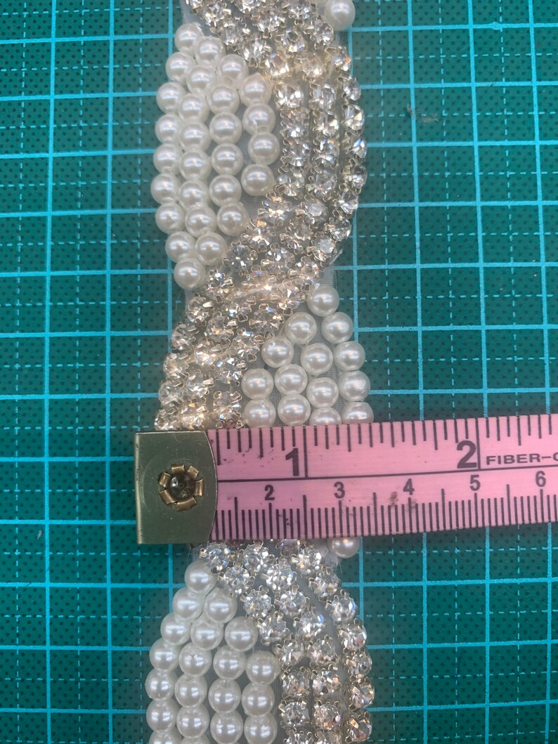 Crystal Rhinestone Trim by the yard, Wedding or Formal Rhinestone Flower Trim Silver Pearl Crystal Rhinestone Trimming