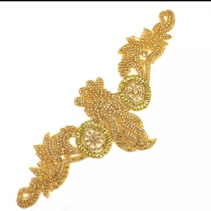 silver  and gold  rhinestone applique for  bride belt