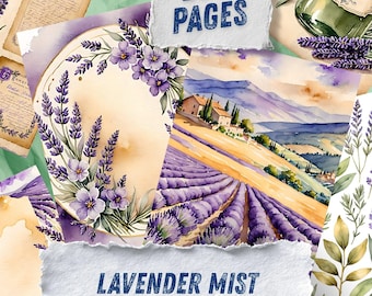 French Provence Lavender Junk Journal Kit, Cottagecore Honey Bee Ephemera, Purple Rose Scrapbook Paper, Violet Digital Collage Mega Bundle