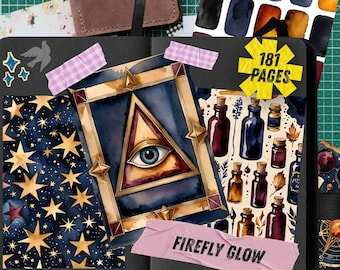 Dark Academia Junk Journal Pages, Celestial Mystical Scrapbook Paper, Witchy Moon Star Printable Ephemera, Gothic Library Collage Kit